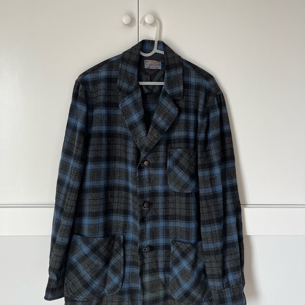 Pendleton Blue and Black Plaid Shirt Jacket